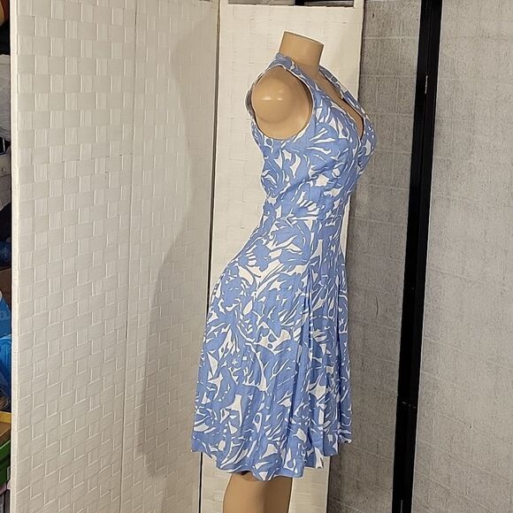 RALPH LAUREN PLEATED WRAP V-NECK SLEEVELESS HIDDEN SIDE ZIPPER DRESS - Picture 5 of 12